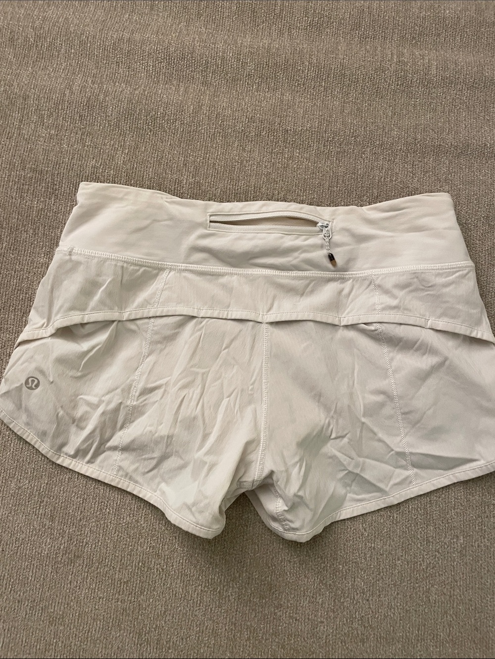 lululemon athletica Cream Women's Athletic Shorts with Back Zip Pocket